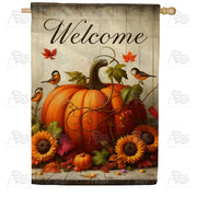 America Forever Rustic Autumn Pumpkin House Flag