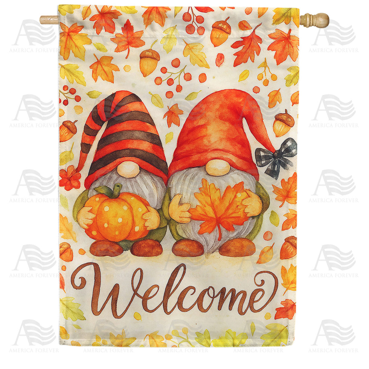America Forever Welcome Fall Gnomes House Flag