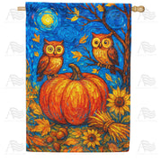 America Forever Starry Night Owls Pumpkin House Flag