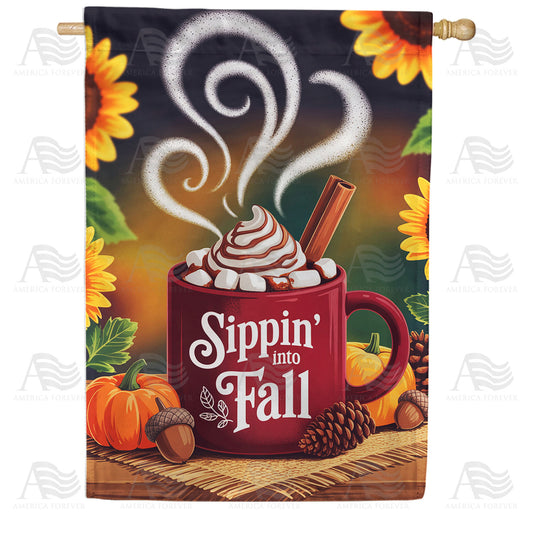 America Forever Sippin' Into Fall House Flag