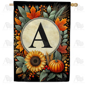 America Forever Sunflower Pumpkin Monogram House Flag