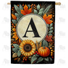 America Forever Sunflower Pumpkin Monogram House Flag