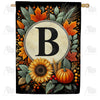 America Forever Sunflower Pumpkin Monogram House Flag
