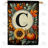 America Forever Sunflower Pumpkin Monogram House Flag
