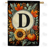 America Forever Sunflower Pumpkin Monogram House Flag