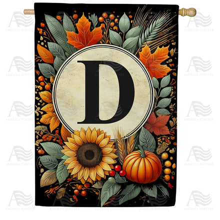 America Forever Sunflower Pumpkin Monogram House Flag