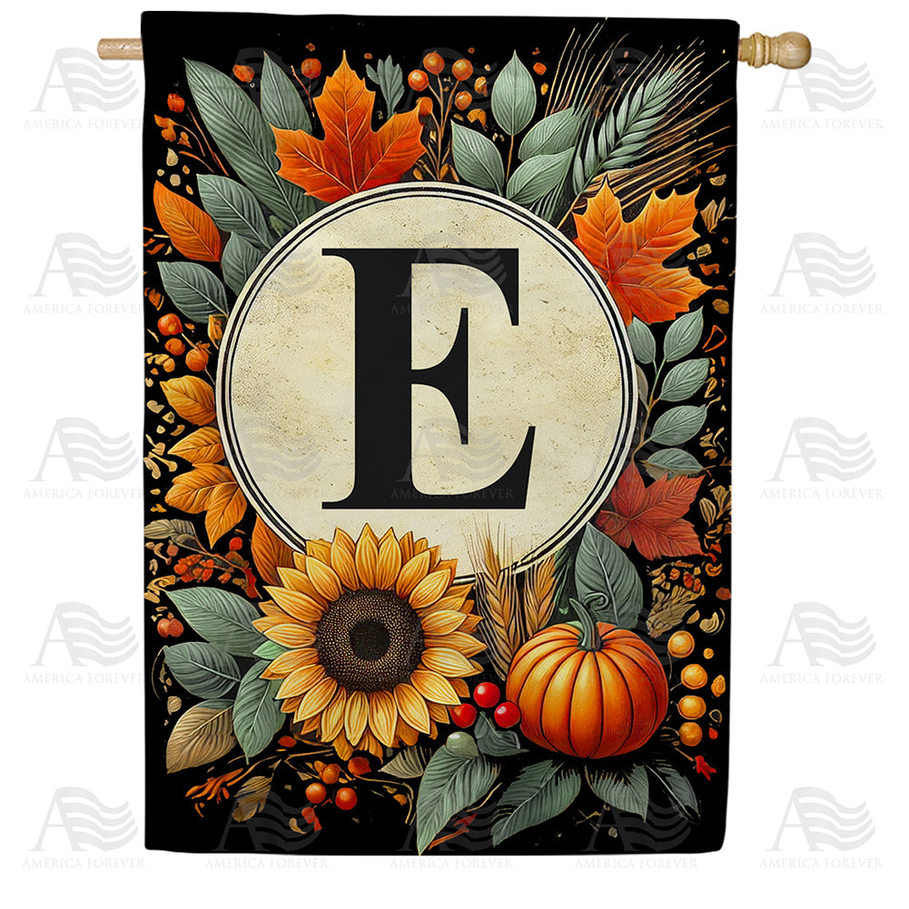 America Forever Sunflower Pumpkin Monogram House Flag