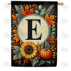 America Forever Sunflower Pumpkin Monogram House Flag