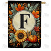 America Forever Sunflower Pumpkin Monogram House Flag