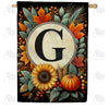 America Forever Sunflower Pumpkin Monogram House Flag