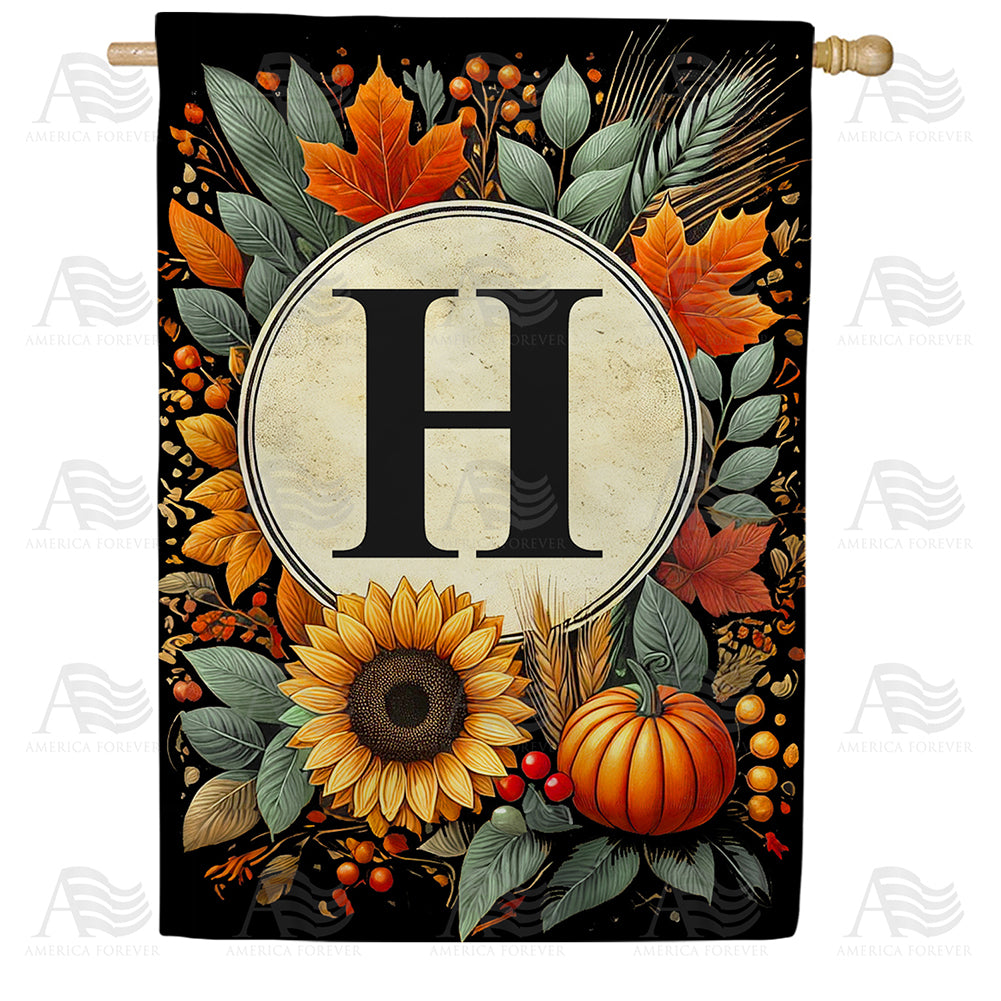 America Forever Sunflower Pumpkin Monogram House Flag