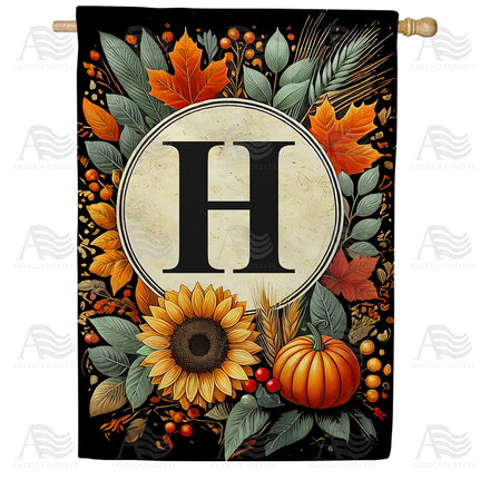 America Forever Sunflower Pumpkin Monogram House Flag