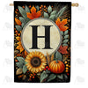 America Forever Sunflower Pumpkin Monogram House Flag