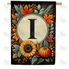 America Forever Sunflower Pumpkin Monogram House Flag