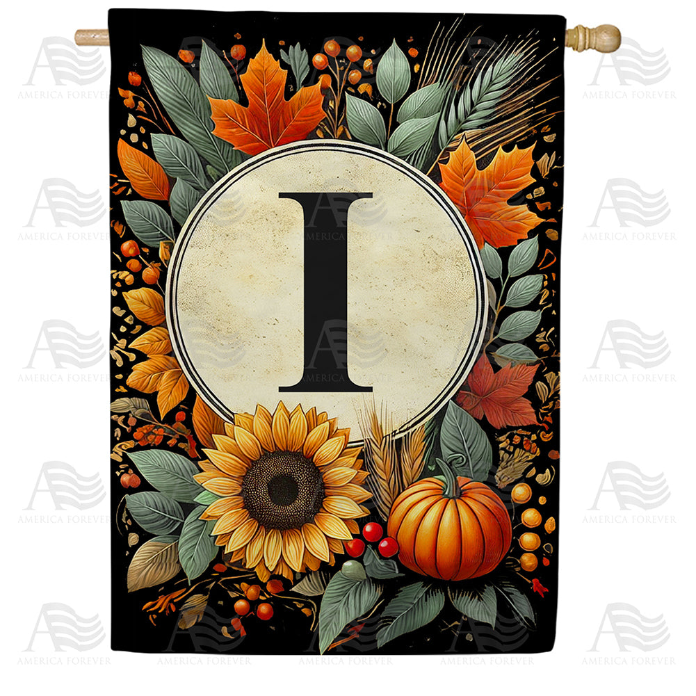 America Forever Sunflower Pumpkin Monogram House Flag
