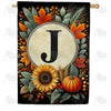 America Forever Sunflower Pumpkin Monogram House Flag