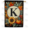 America Forever Sunflower Pumpkin Monogram House Flag