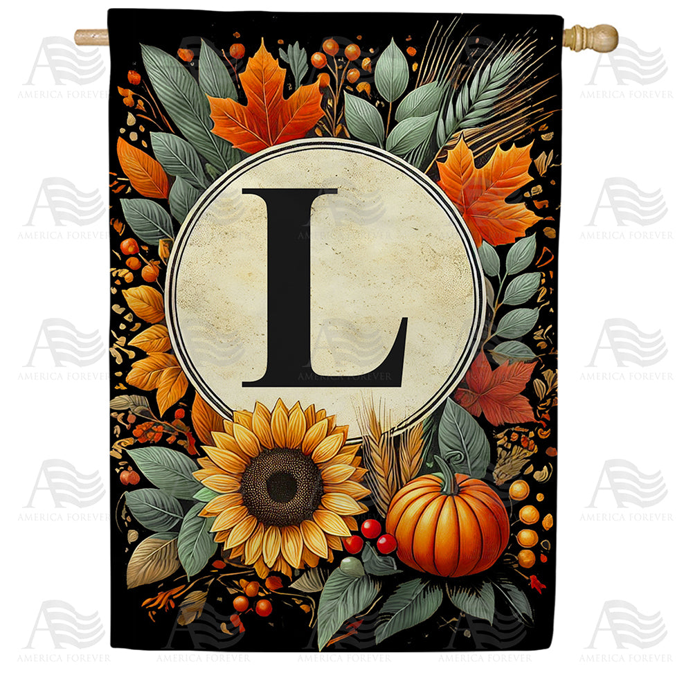 America Forever Sunflower Pumpkin Monogram House Flag