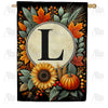 America Forever Sunflower Pumpkin Monogram House Flag
