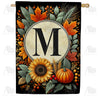 America Forever Sunflower Pumpkin Monogram House Flag