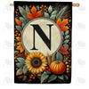 America Forever Sunflower Pumpkin Monogram House Flag