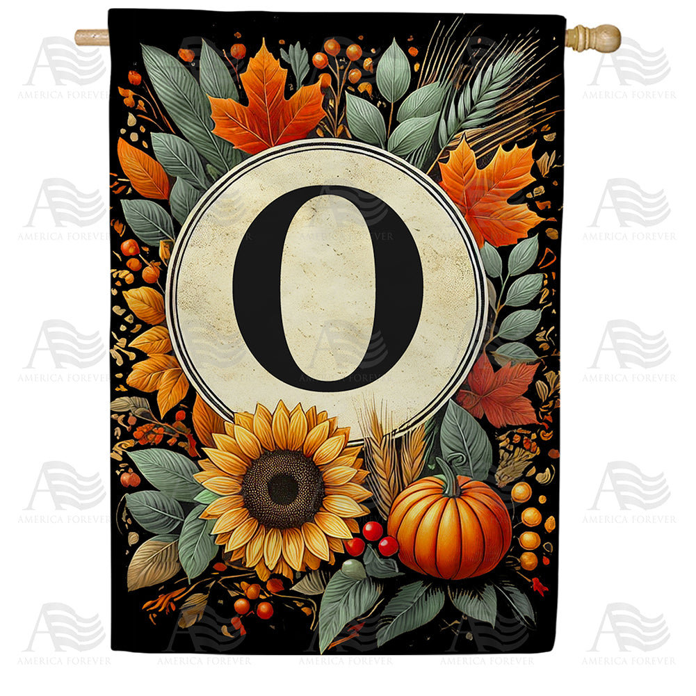 America Forever Sunflower Pumpkin Monogram House Flag