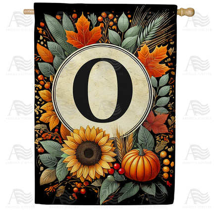America Forever Sunflower Pumpkin Monogram House Flag