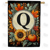 America Forever Sunflower Pumpkin Monogram House Flag