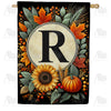 America Forever Sunflower Pumpkin Monogram House Flag