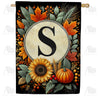 America Forever Sunflower Pumpkin Monogram House Flag