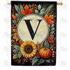 America Forever Sunflower Pumpkin Monogram House Flag