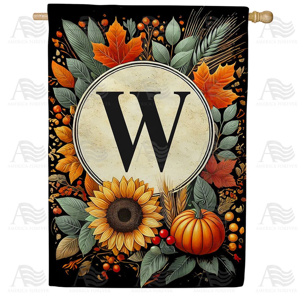 America Forever Sunflower Pumpkin Monogram House Flag