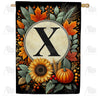 America Forever Sunflower Pumpkin Monogram House Flag