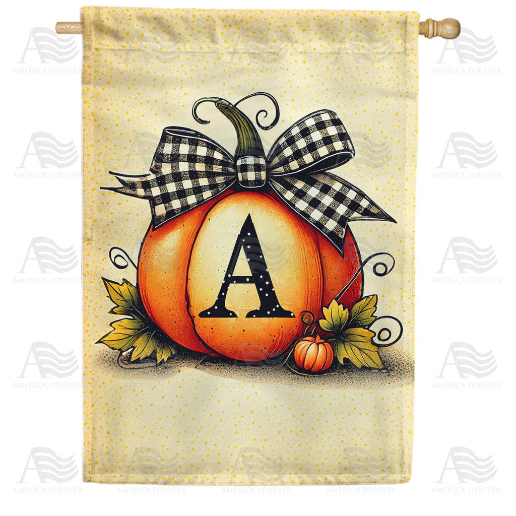 America Forever Fall Pumpkin Monogram House Flag