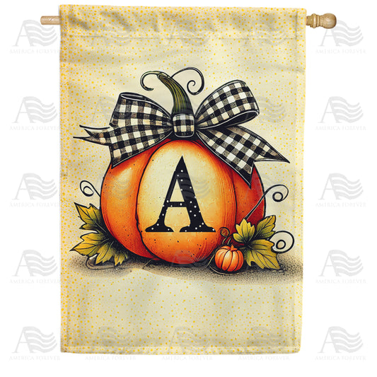 America Forever Fall Pumpkin Monogram House Flag