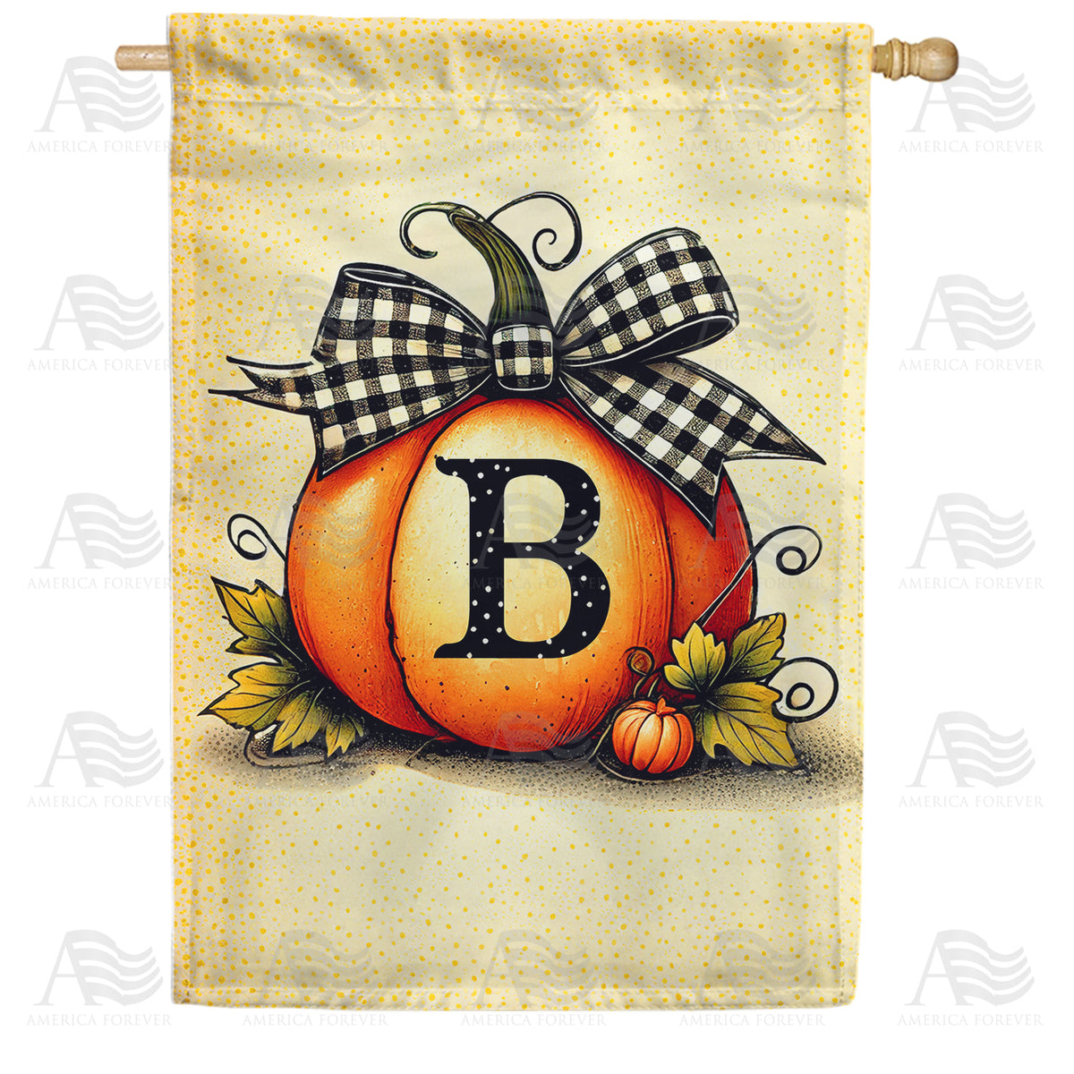 America Forever Fall Pumpkin Monogram House Flag