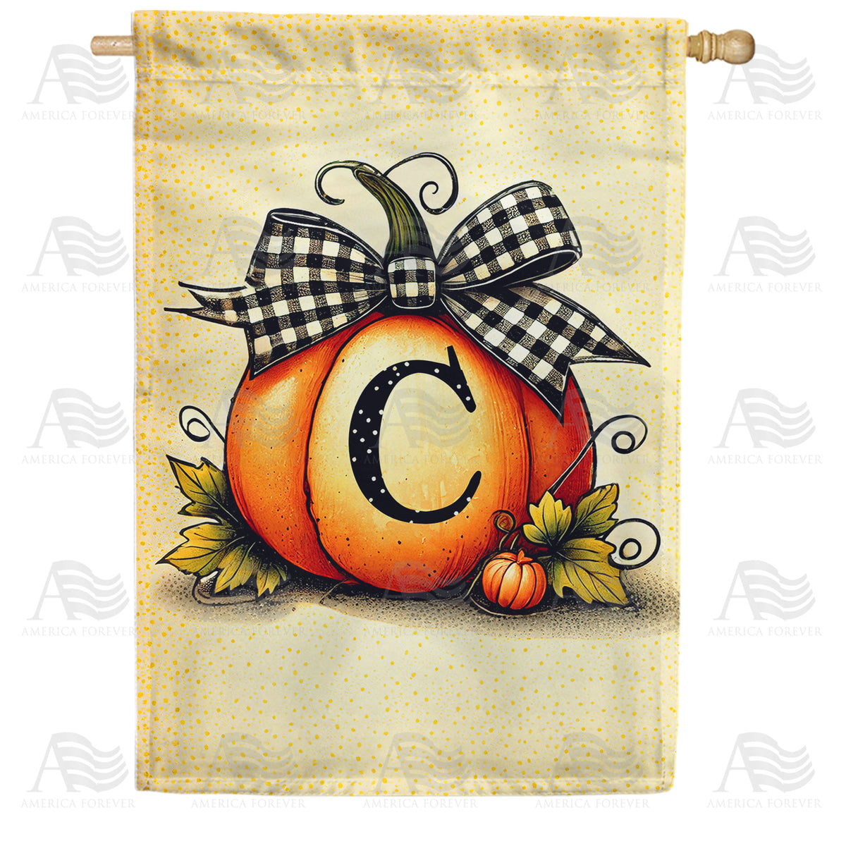 America Forever Fall Pumpkin Monogram House Flag