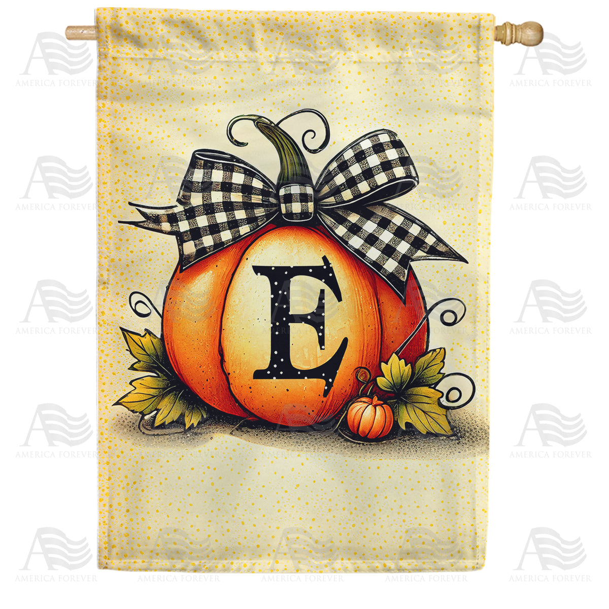 America Forever Fall Pumpkin Monogram House Flag