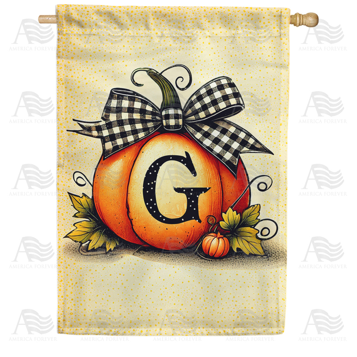 America Forever Fall Pumpkin Monogram House Flag