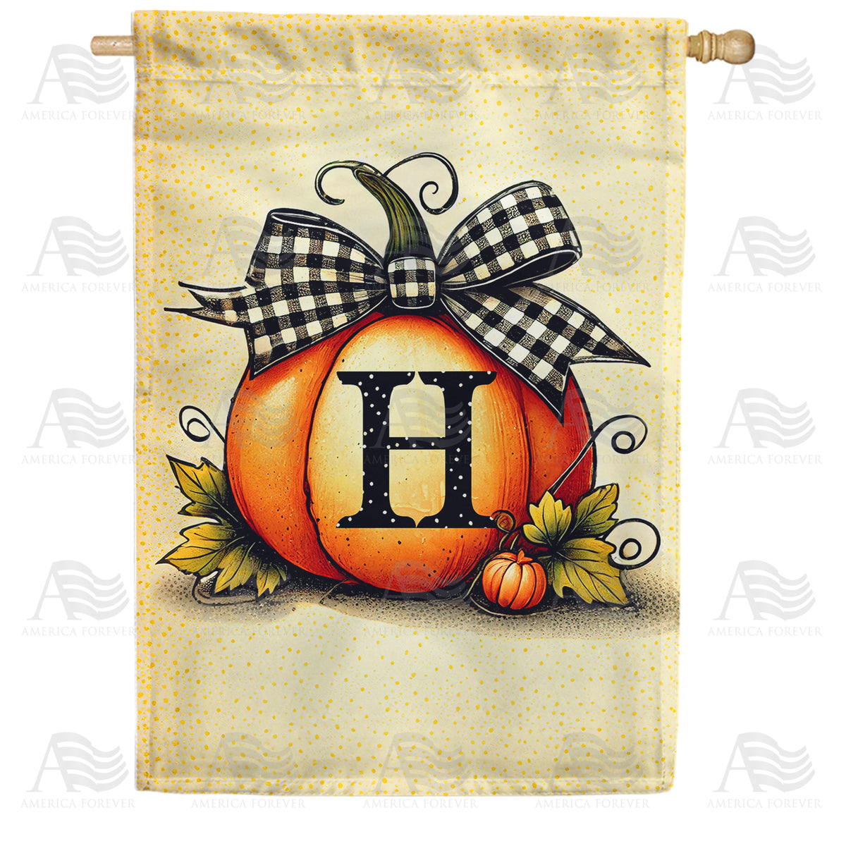 America Forever Fall Pumpkin Monogram House Flag