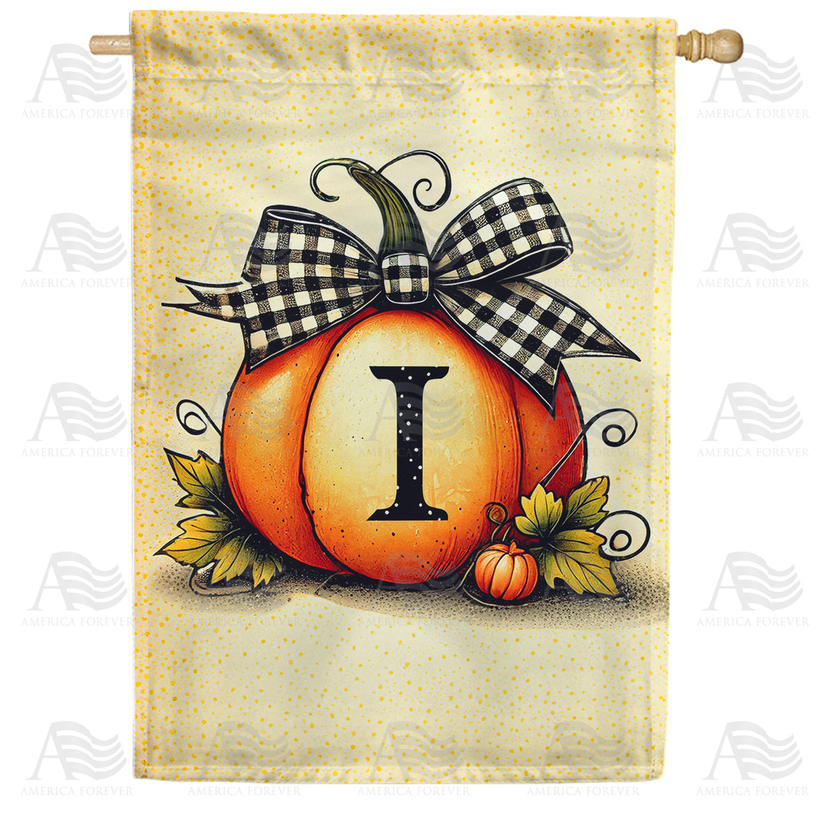 America Forever Fall Pumpkin Monogram House Flag