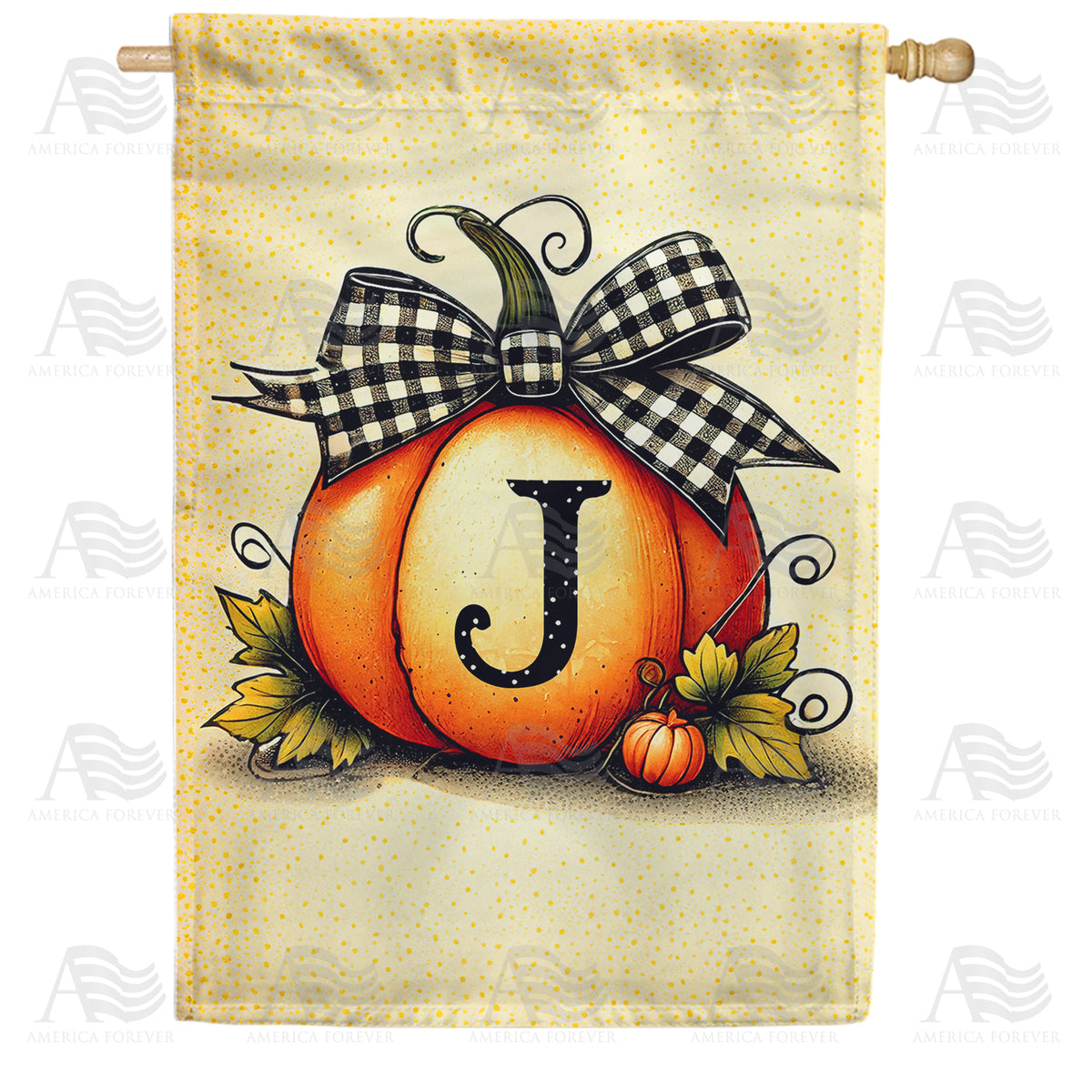 America Forever Fall Pumpkin Monogram House Flag