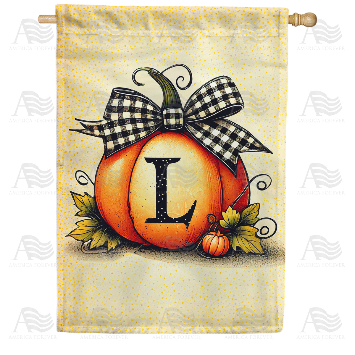 America Forever Fall Pumpkin Monogram House Flag