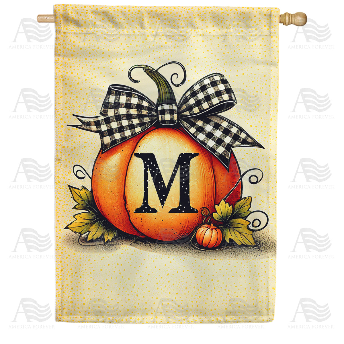 America Forever Fall Pumpkin Monogram House Flag