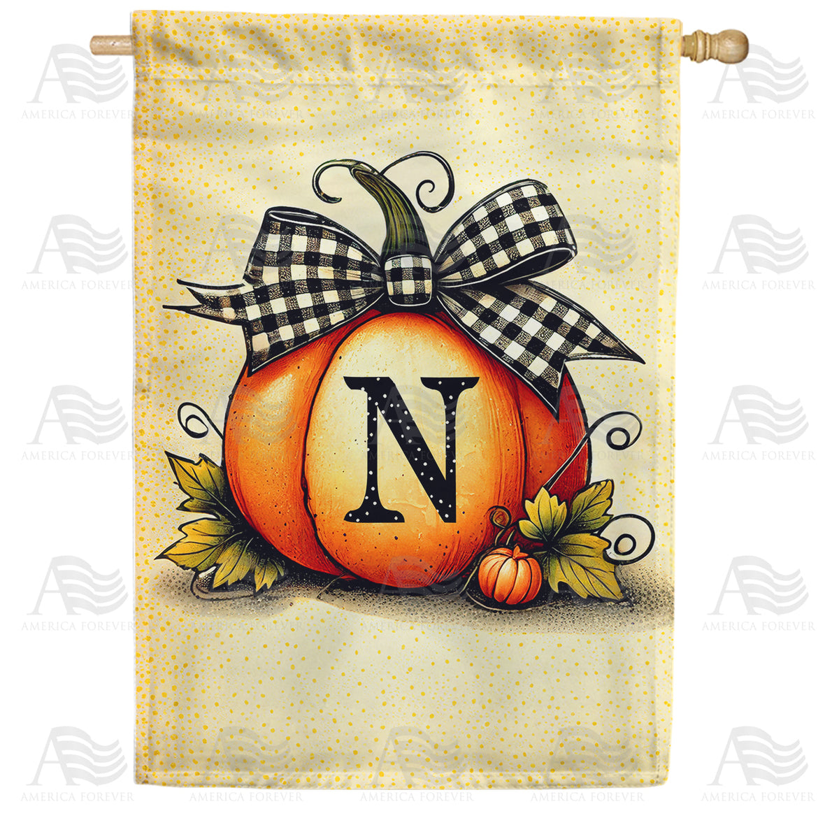 America Forever Fall Pumpkin Monogram House Flag