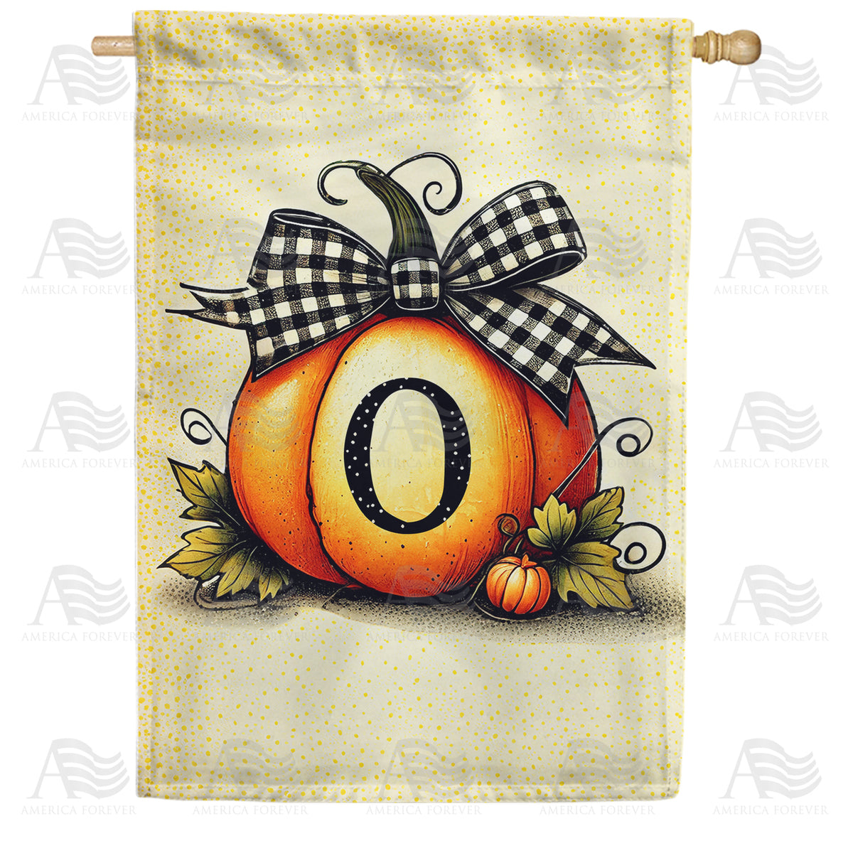 America Forever Fall Pumpkin Monogram House Flag