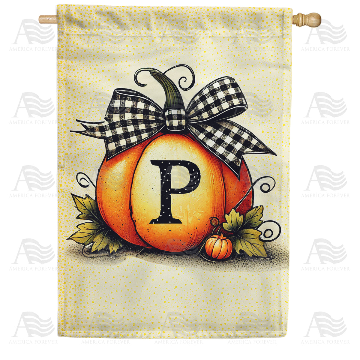 America Forever Fall Pumpkin Monogram House Flag