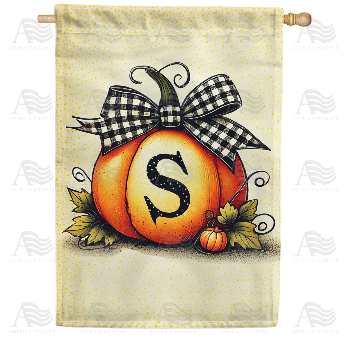 America Forever Fall Pumpkin Monogram House Flag