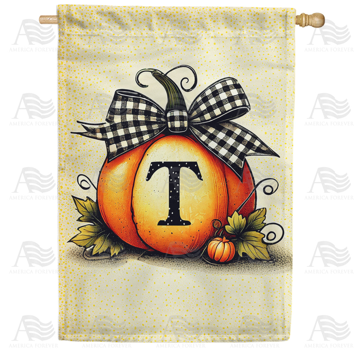 America Forever Fall Pumpkin Monogram House Flag
