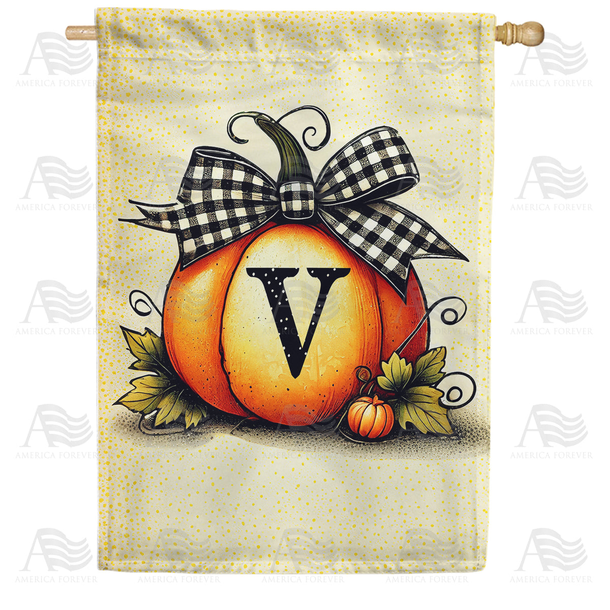 America Forever Fall Pumpkin Monogram House Flag